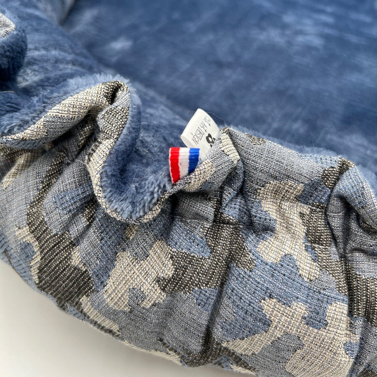 ROSALI Blue camouflage jacquard cushion