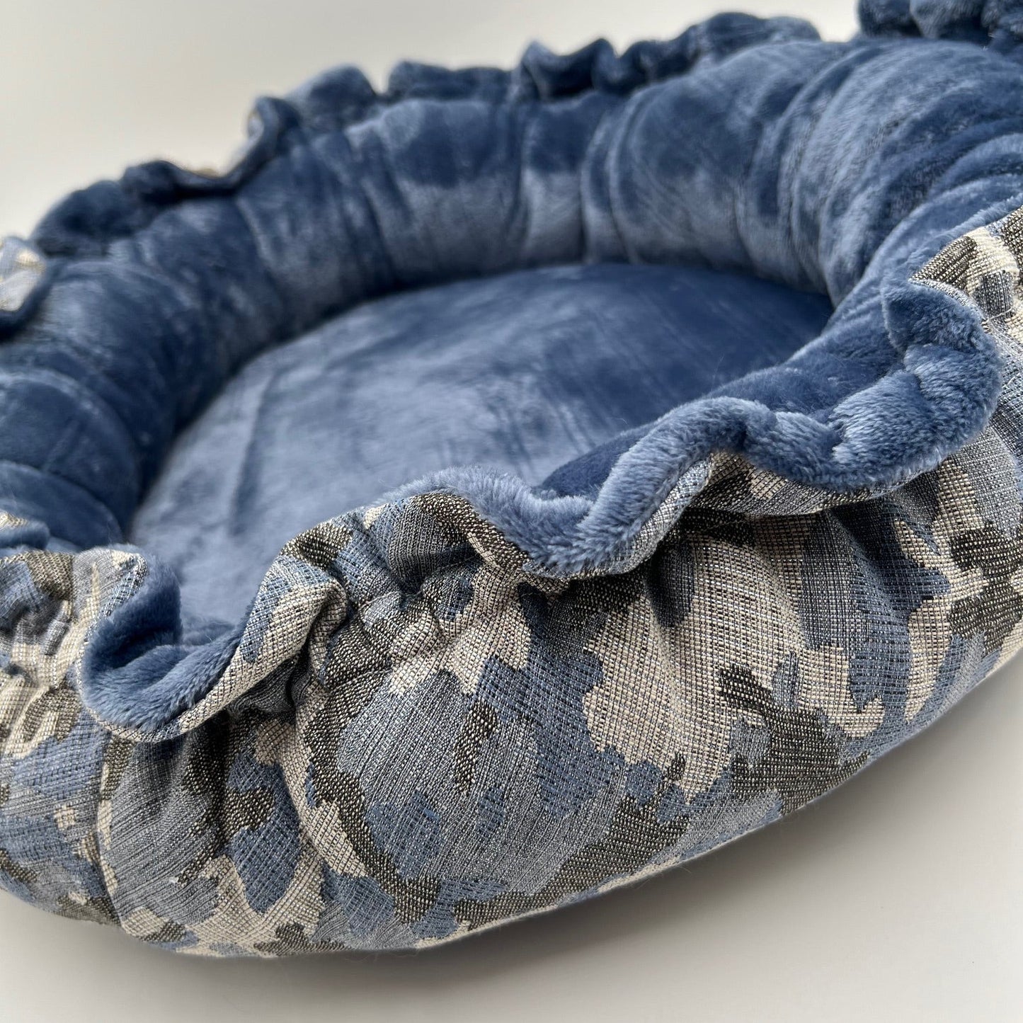 ROSALI Blue camouflage jacquard cushion