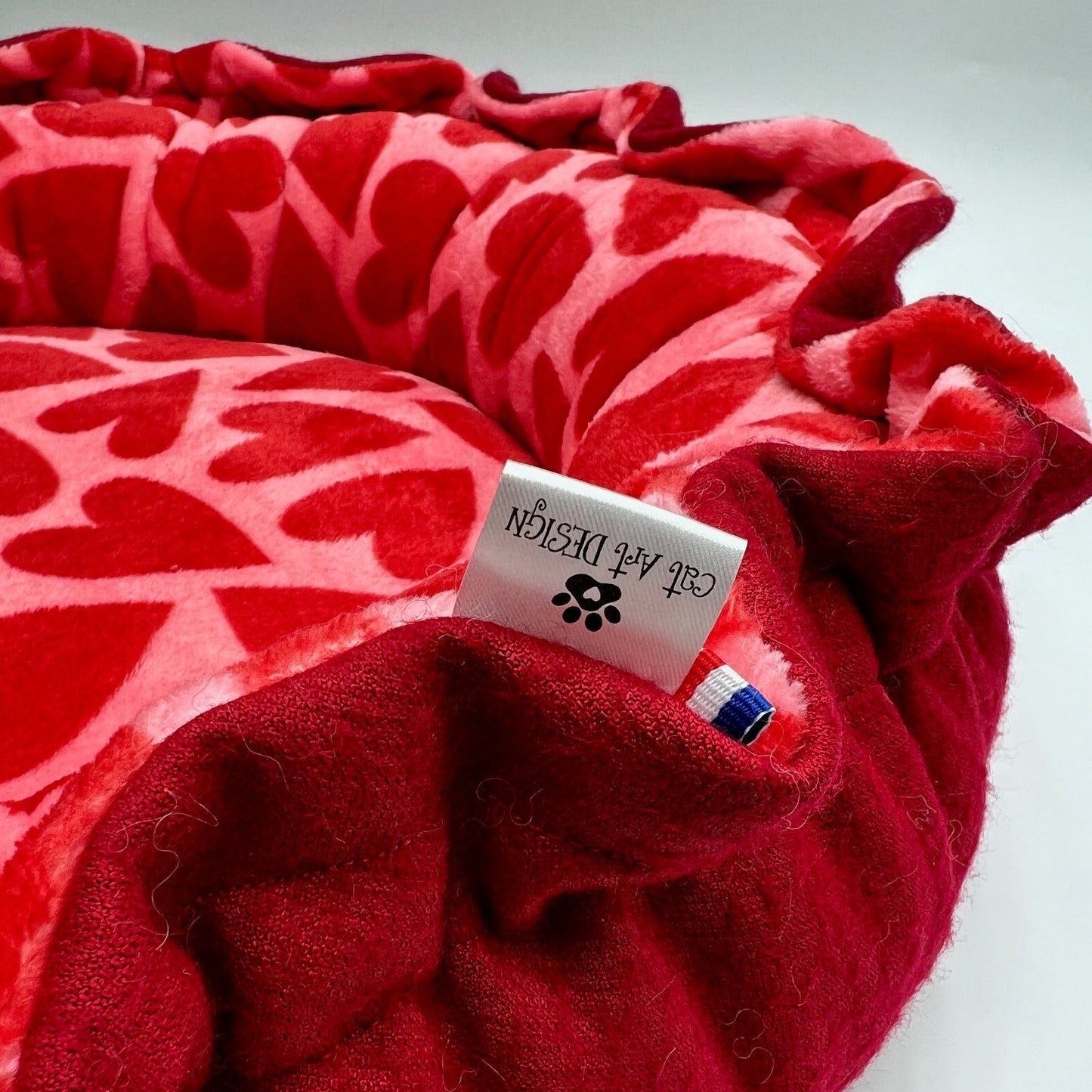 ROSALI St Felix pink cushion with red heart