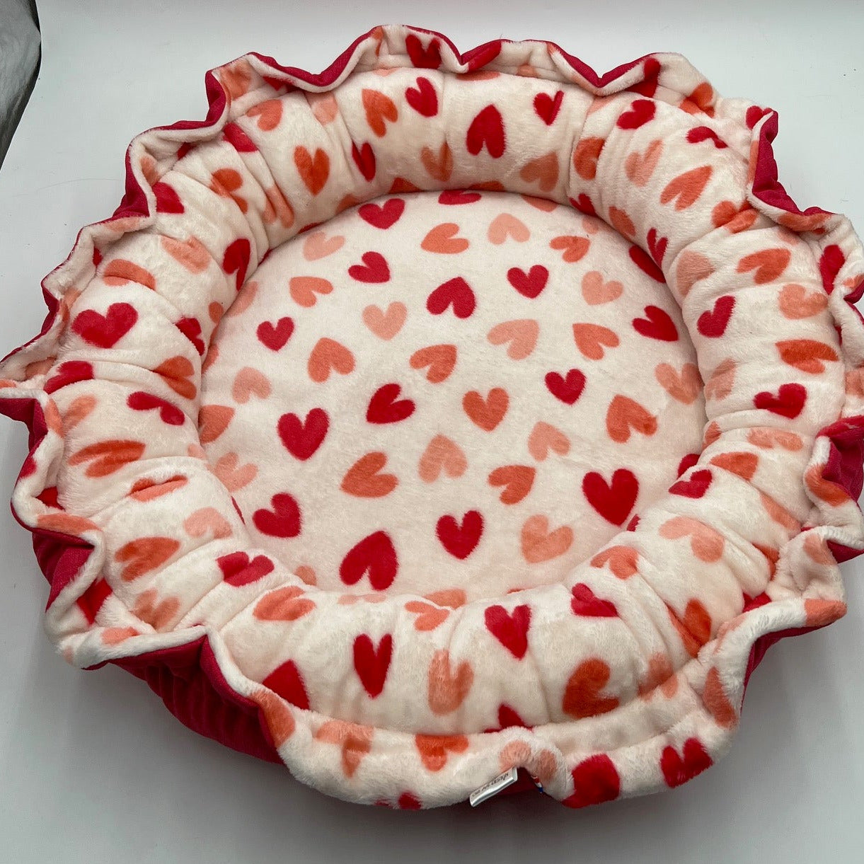 ROSALI St Felix pink and coral heart cushion